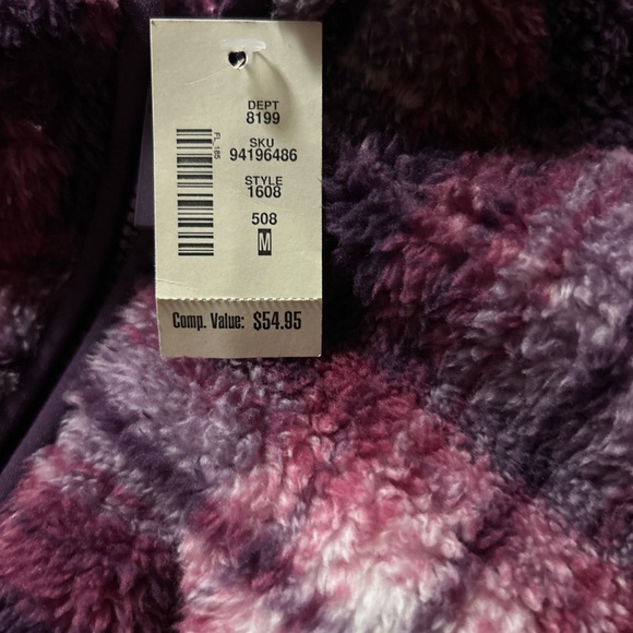 Aeropostale Pink and Purple Plaid Sherpa Jacket Medium NWT - Picture 2 of 4